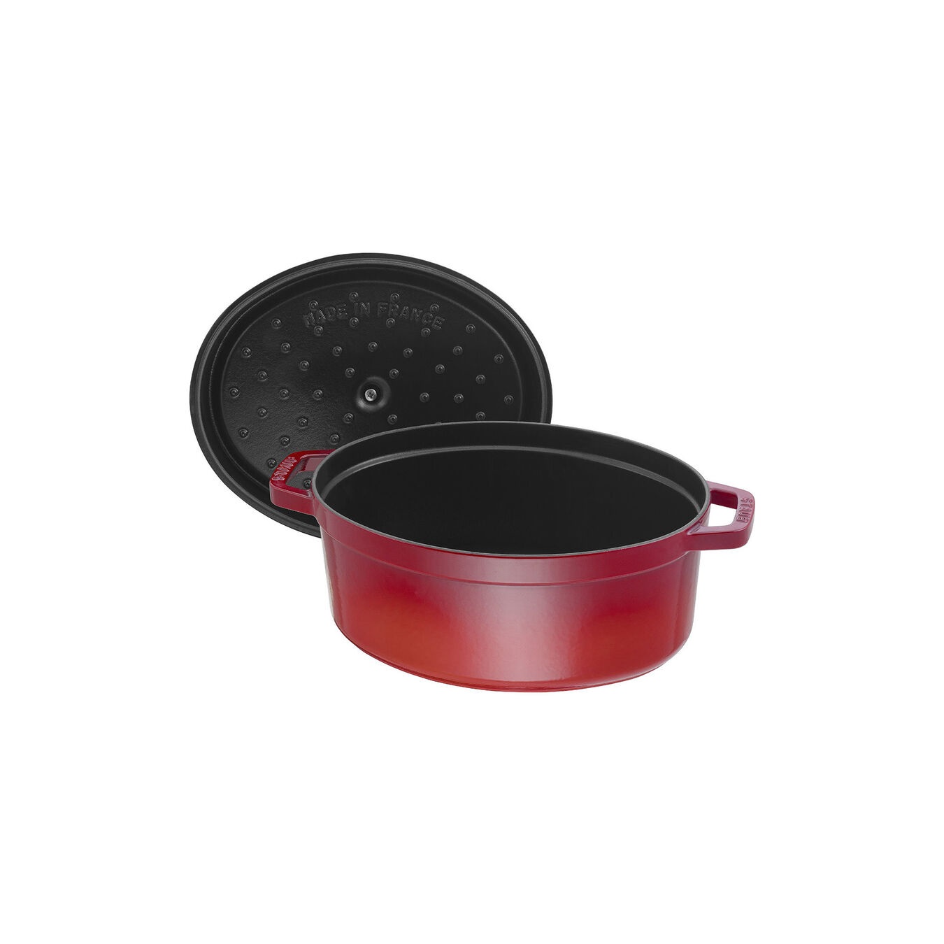 STAUB Cocotte Ovale in Ghisa Rosso Ciliegia, 37 cm - Casseruola per Brasare, Bollire, Stufare e Cuocere al Forno