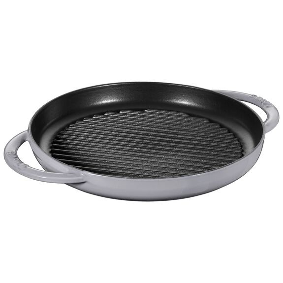 Staub Bistecchiera Rotonda in Ghisa Grigio Grafite - Ø 26 cm, Lavabile in Lavastoviglie