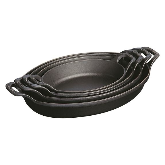 Staub Pirofila Ovale in Ghisa Nera - 32 cm, Termoresistente e Adatta per Induzione