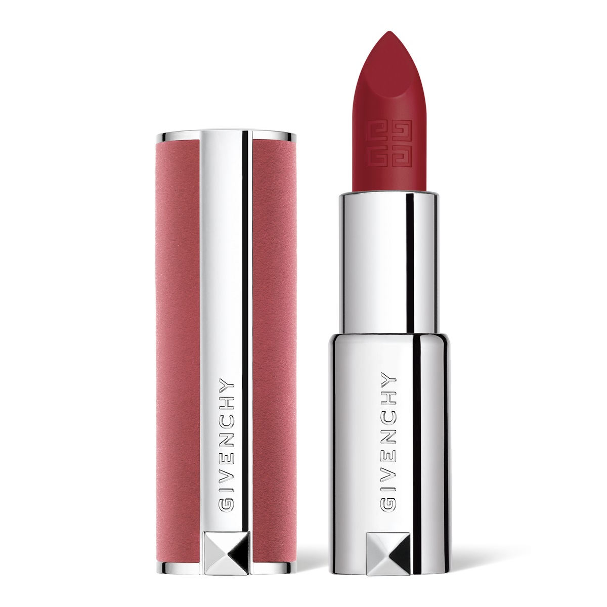 Givenchy Le Rouge Sheer Velvet 37 Rouge Grainé - Rossetto Mat con Effetto Sfumato e Alta Tenuta, Astuccio Ricaricabile in Velluto Rosa