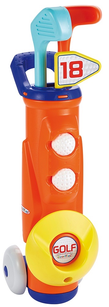 Ecoiffier Set Trolley Golf con 2 Mazze e 3 Palline - Giocattolo di Abilità per Bambini