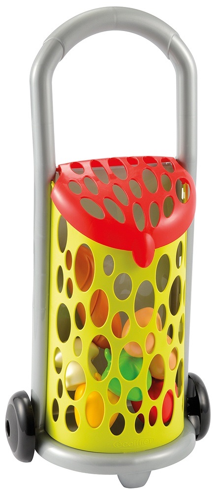 Ecoiffier 100% Chef Carrello Spesa con Accessori 7 pz - Gioco di Ruolo per Bambini da 18 Mesi