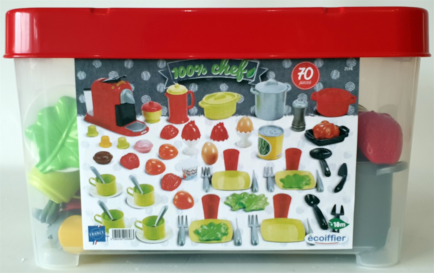 Ecoiffier Set di Cucina 70 Pezzi - Gioco di Imitazione per Bambini a Partire da 18 Mesi - Solido e Pratico