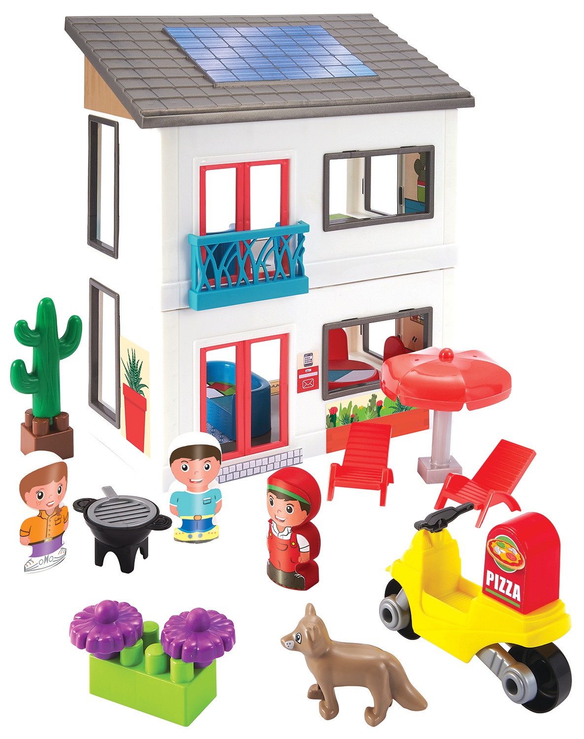 ECOIFFIER Abrick Villa Moderna con 3 Personaggi e Accessori - Gioco di Costruzione per Bambini (5 Pezzi, Età 1,5 Anni)