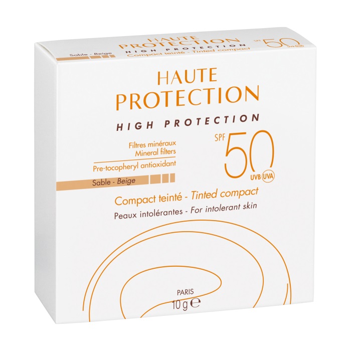 Avene Compatto Solare SPF 50 Colore Sabbia 10 g - Alta Protezione per Pelli Intolleranti, Uniforma il Colorito e Nasconde Imperfezioni