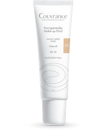 Avène Couvrance Fondotinta Correttore Fluido Naturale 2.0 SPF20 - 30 ml, Resistente all'Acqua e al Sudore