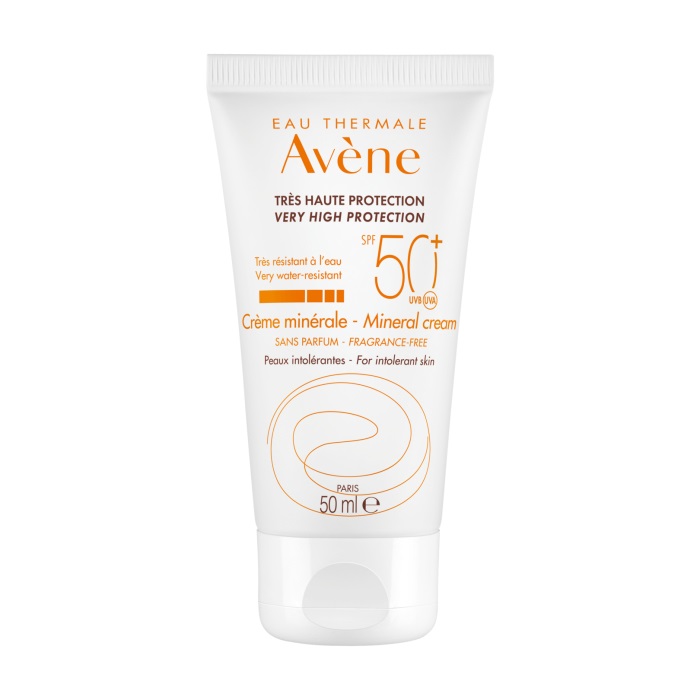 Avene Crema Schermo Minerale SPF 50 - Protezione Molto Alta per Viso, 50 ml - Ideale per Pelli Intolleranti e Fragili