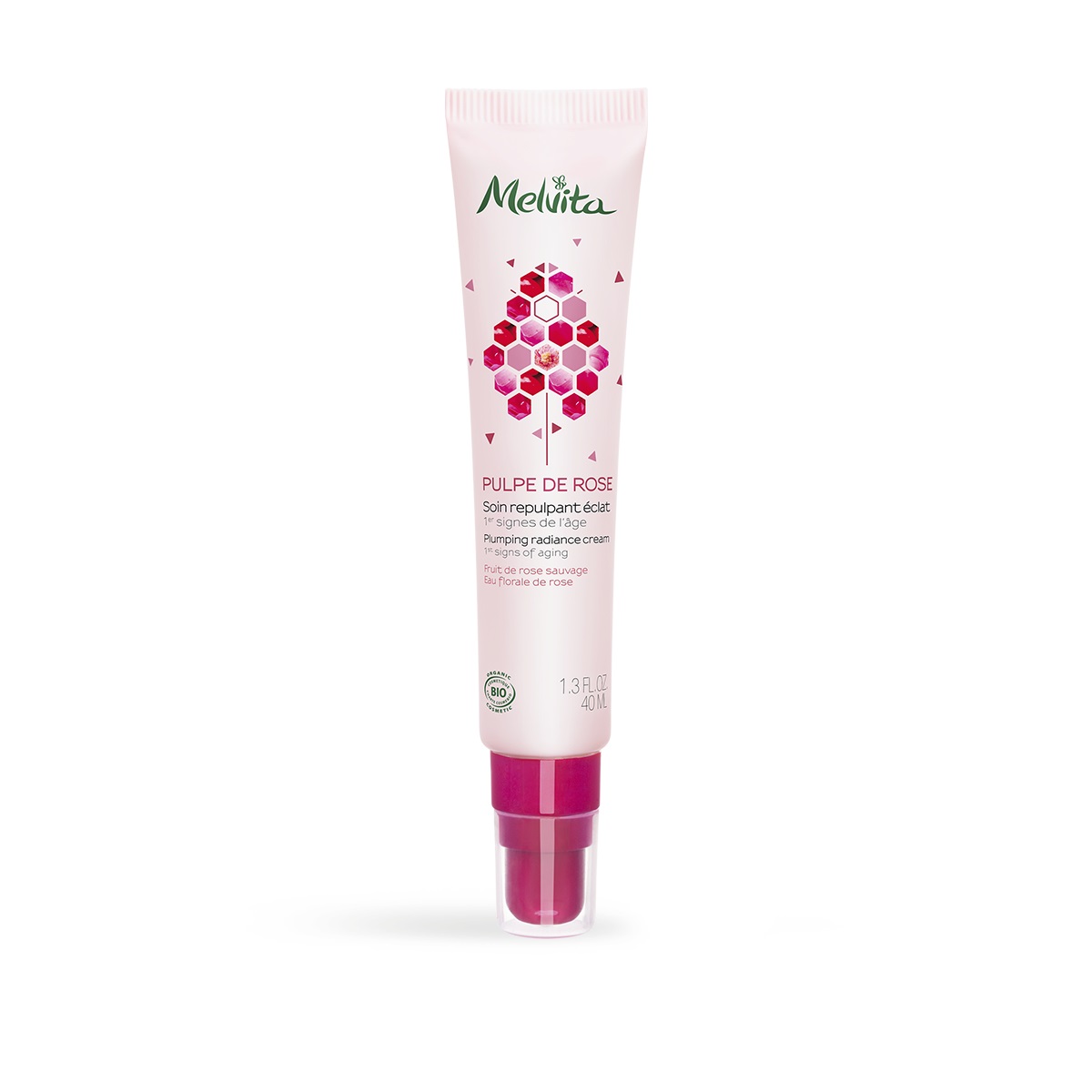 Melvita Pulpe De Rose Crema Rimpolpante Illuminante 40ml - Crema giorno e notte per donna, idratante e anti-ageing per pelle universale