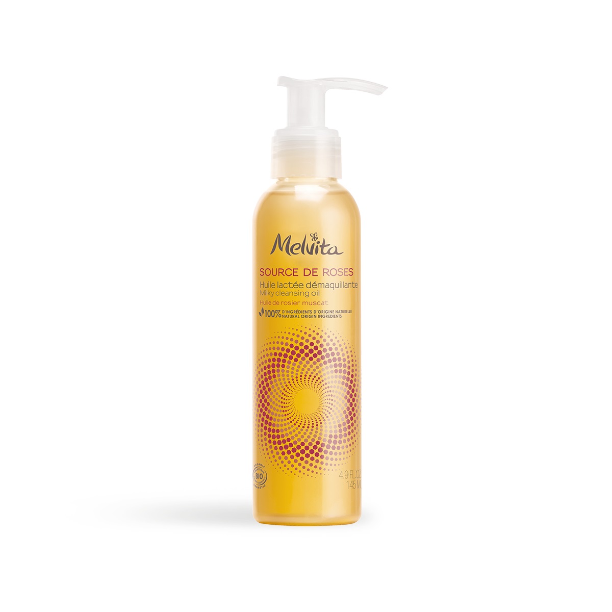 Melvita Olio Detergente Source de Roses 145ml - Idratante e Struccante Biologico con Acido Ialuronico