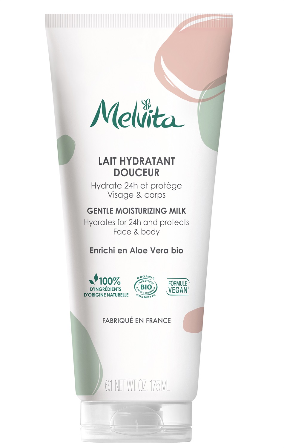 Melvita Latte Viso e Corpo 175 ml - Idratante, Nutriente, Setificante con Aloe Vera Bio, Ipoallergenico, Unisex