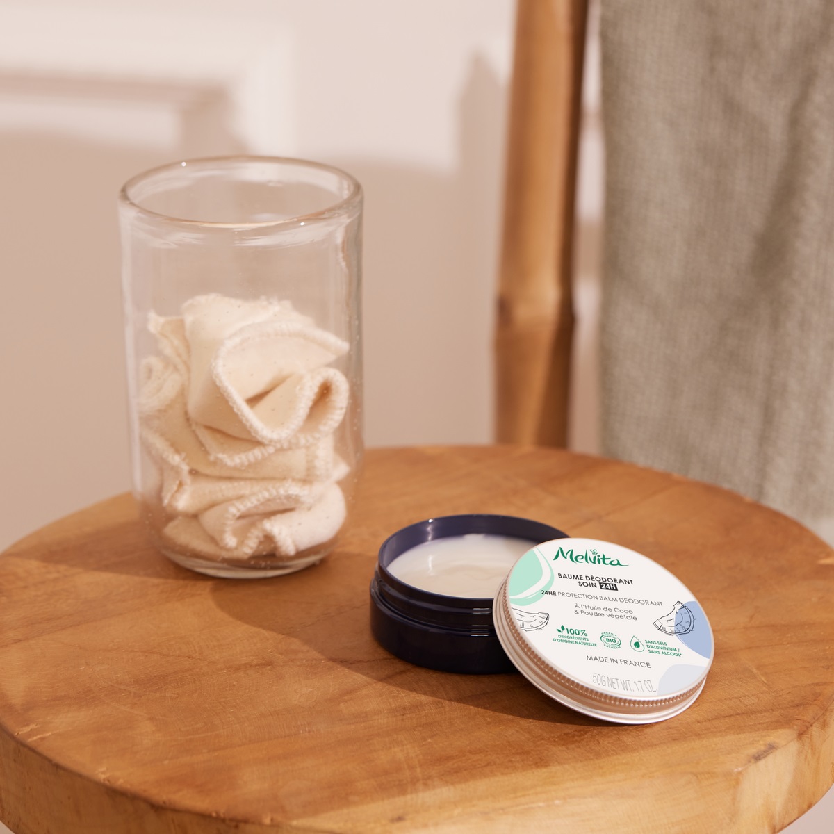 Melvita Balsamo Deodorante 24H 50g - Unisex, 100% Naturale, Formula Vegana, Senza Profumo e Sali di Alluminio