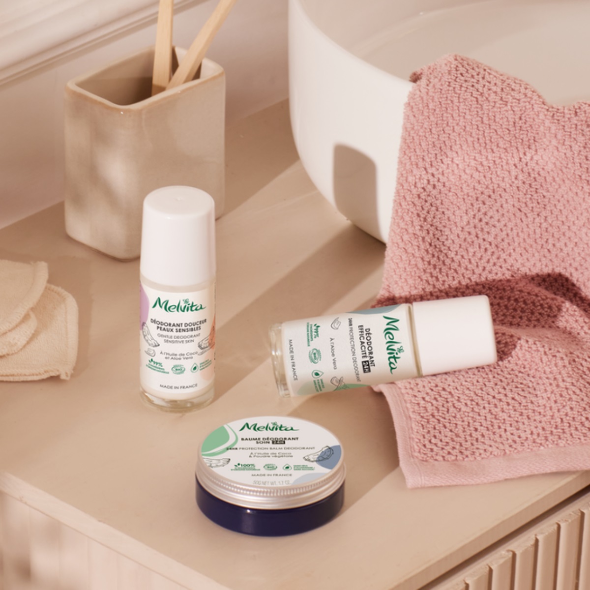 Melvita Balsamo Deodorante 24H 50g - Unisex, 100% Naturale, Formula Vegana, Senza Profumo e Sali di Alluminio