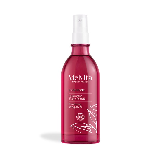 Melvita Olio Secco Rassodante Rose Gold Lift 100 ml - Liftante, Tonificante, Rassodante, 99% Naturale, Certificato Biologico