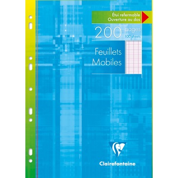 Clairefontaine 1751C Astuccio di Fogli Mobili Forati A4 - 200 Pagine a Quadretti Grandi in Carta Bianca 90 g/m² Riutilizzabile