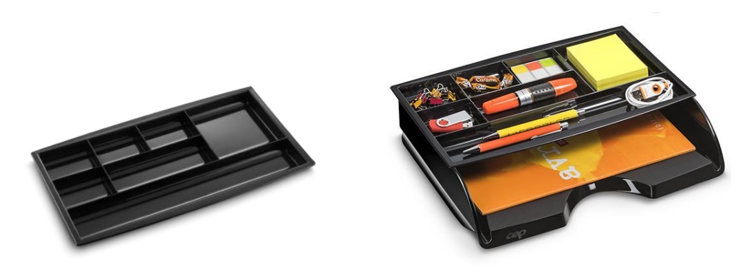 CEP Organizer da cassetto in polistirene nero con 7 scomparti - 34,4x18x2 cm - 1014940161