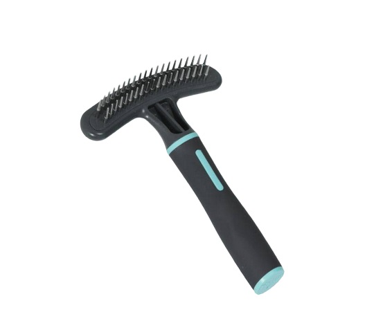 ZOLUX ANAH Pettine Doppio per Animali - Rimuove Sottopelo, Denti Rotanti, Impugnatura Ergonomica