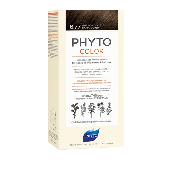 PHYTO Phytocolor 6.77 Marrone Chiaro Cappuccino - Colorazione Permanente Senza Ammoniaca con Pigmenti Vegetali