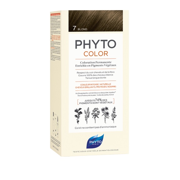 Phyto Phytocolor Tinta Capelli Permanente 7 Biondo - Kit Completo con Pigmenti Vegetali