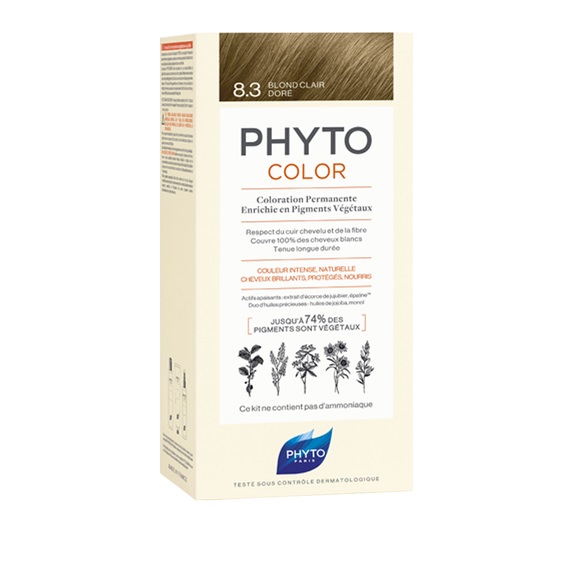 PHYTO Phytocolor Kit Colorazione Permanente 8.3 Biondo Chiaro Dorato - Senza Ammoniaca, Copertura Completa e Riflessi Naturali