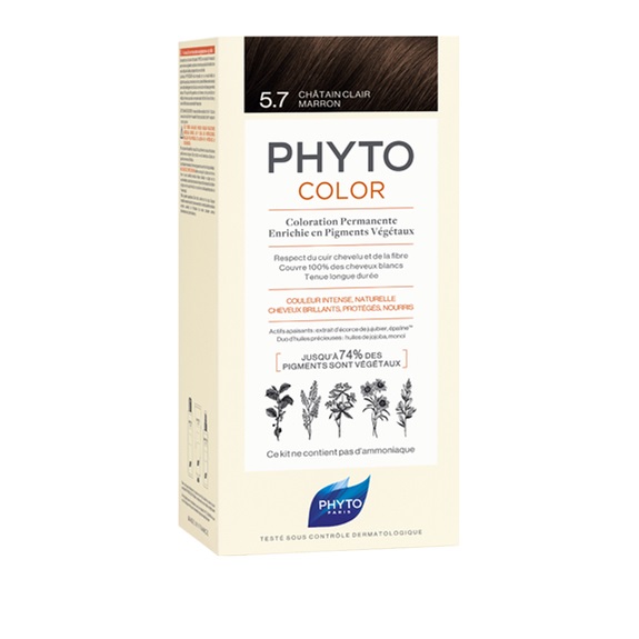 PhytoColor Tinta Capelli 5.7 Castano Chiaro Tabacco - Colorazione Permanente Senza Ammoniaca con Pigmenti Vegetali