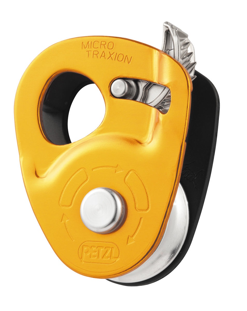 Petzl Micro Traxion - Carrucola Bloccante Ultraleggera e Ultracompatta per Soccorso e Recupero, Taglia Unica, Arancione