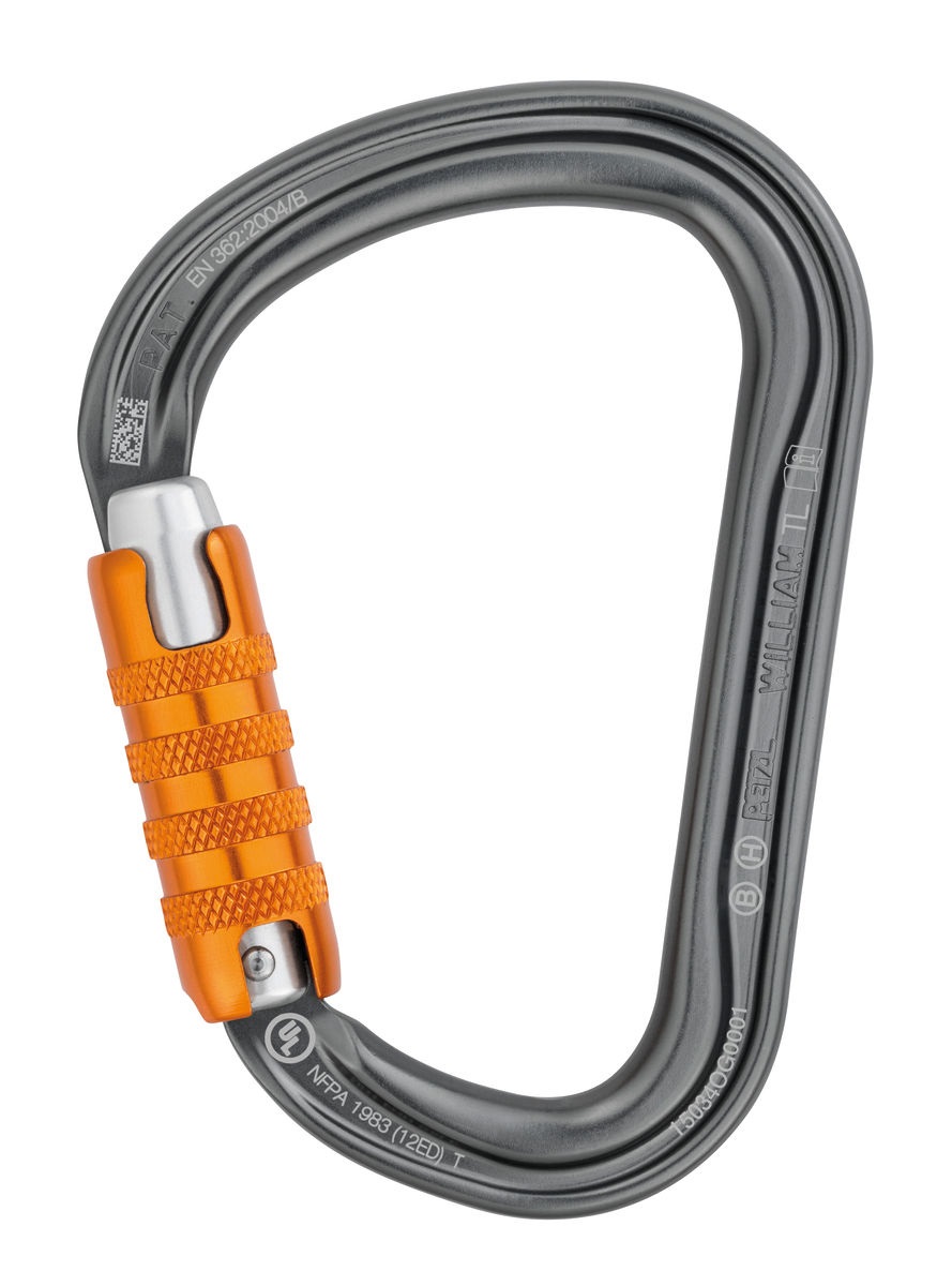 Petzl William M36A TL Moschettone Asimmetrico in Alluminio con Chiusura Triact-Lock - Grande Capacità, Grigio