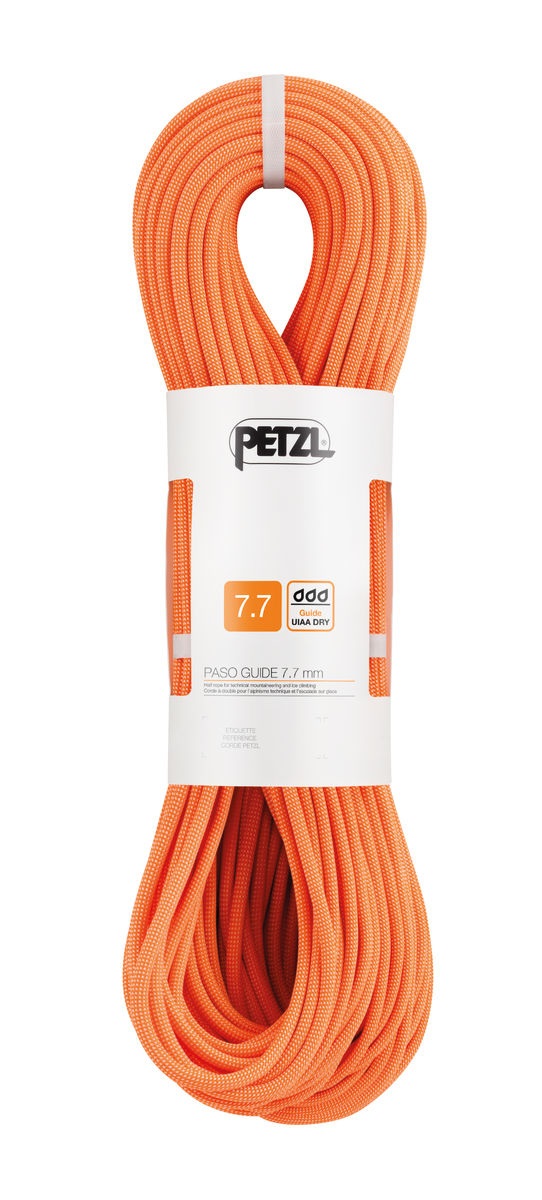 Petzl Paso Guide 7.7 mm - Mezza Corda 60 mt con Trattamento Guide UIAA Dry per Alpinismo e Arrampicata su Ghiaccio
