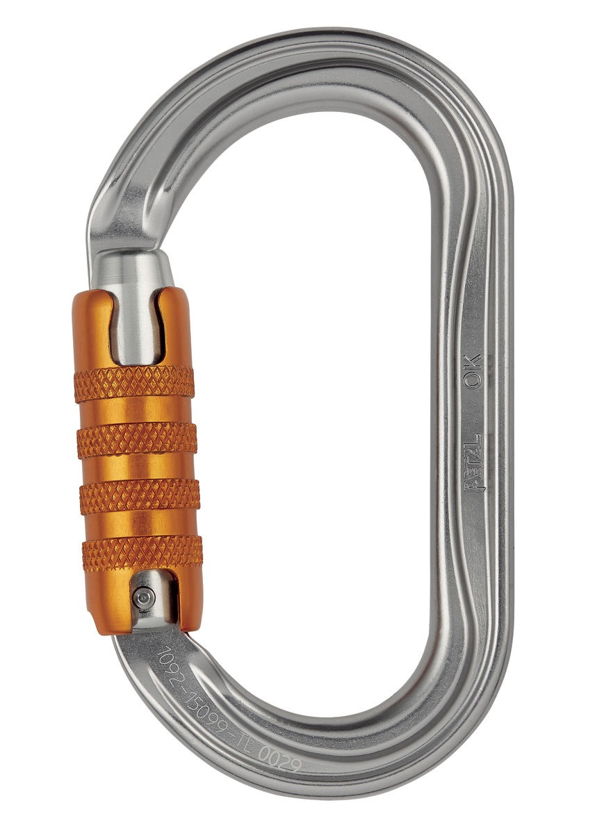 Petzl OK Triact-Lock Moschettone Ovale in Alluminio Leggero con Sistema di Bloccaggio Automatico a Tripla Azione