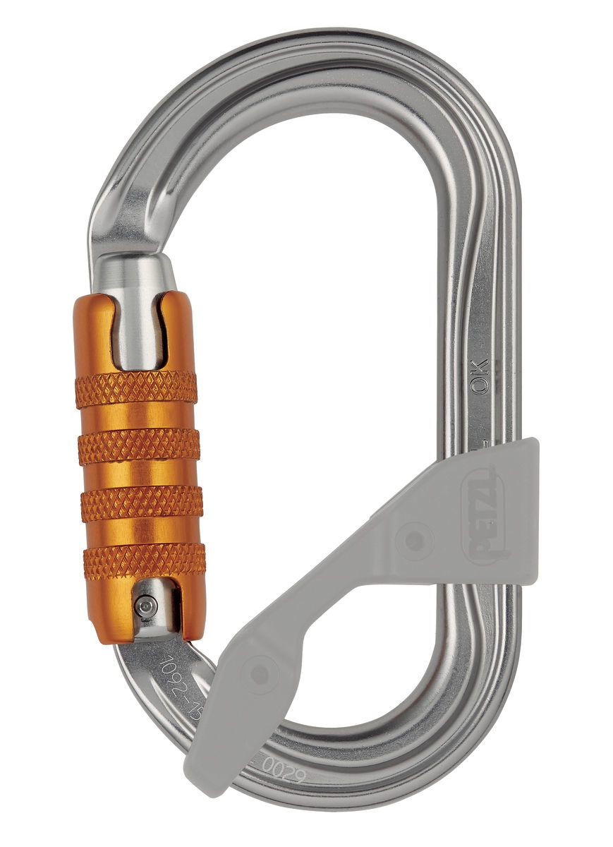 Petzl OK Triact-Lock Moschettone Ovale in Alluminio Leggero con Sistema di Bloccaggio Automatico a Tripla Azione