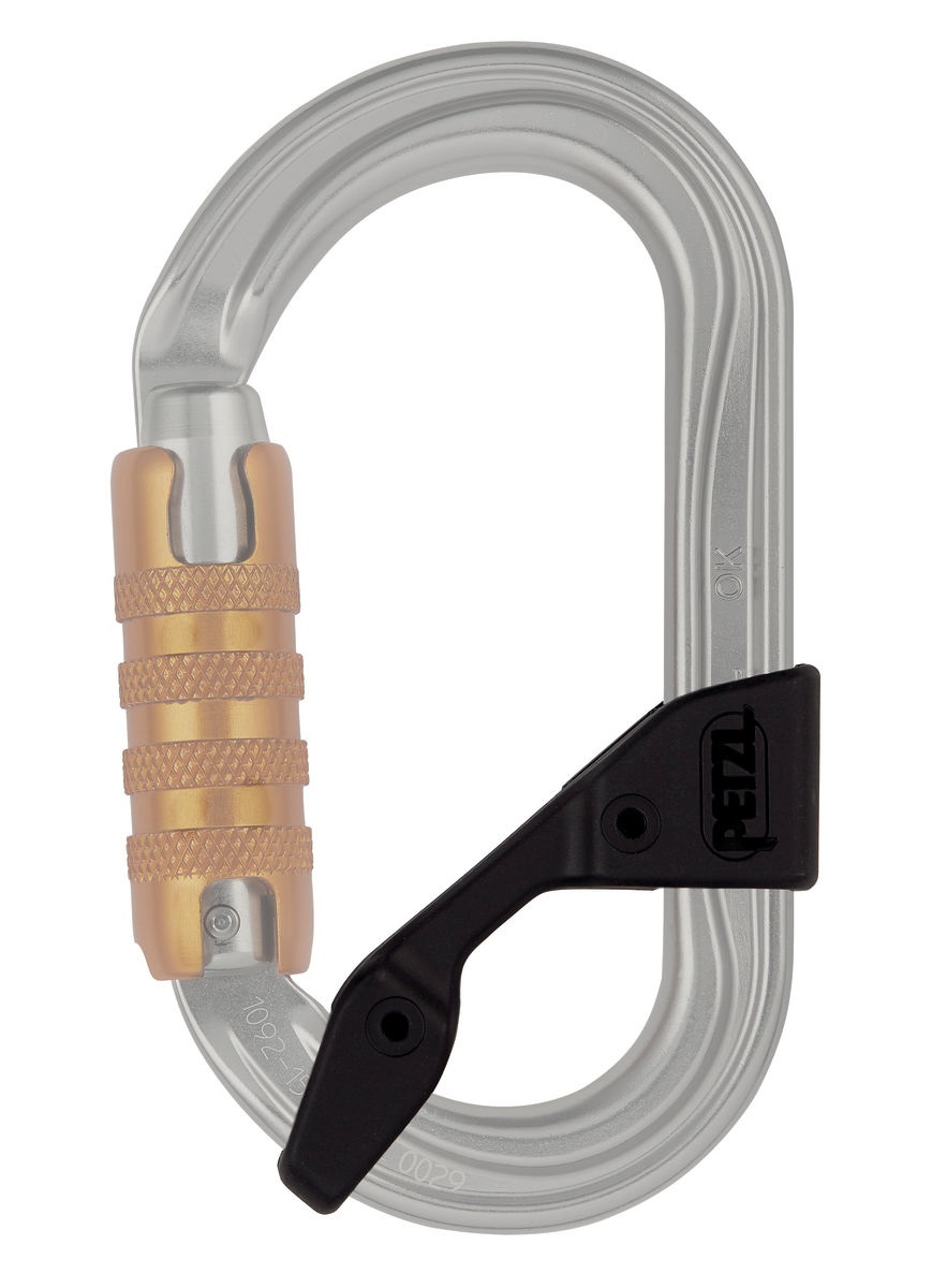 Petzl OK Triact-Lock Moschettone Ovale in Alluminio Leggero con Sistema di Bloccaggio Automatico a Tripla Azione