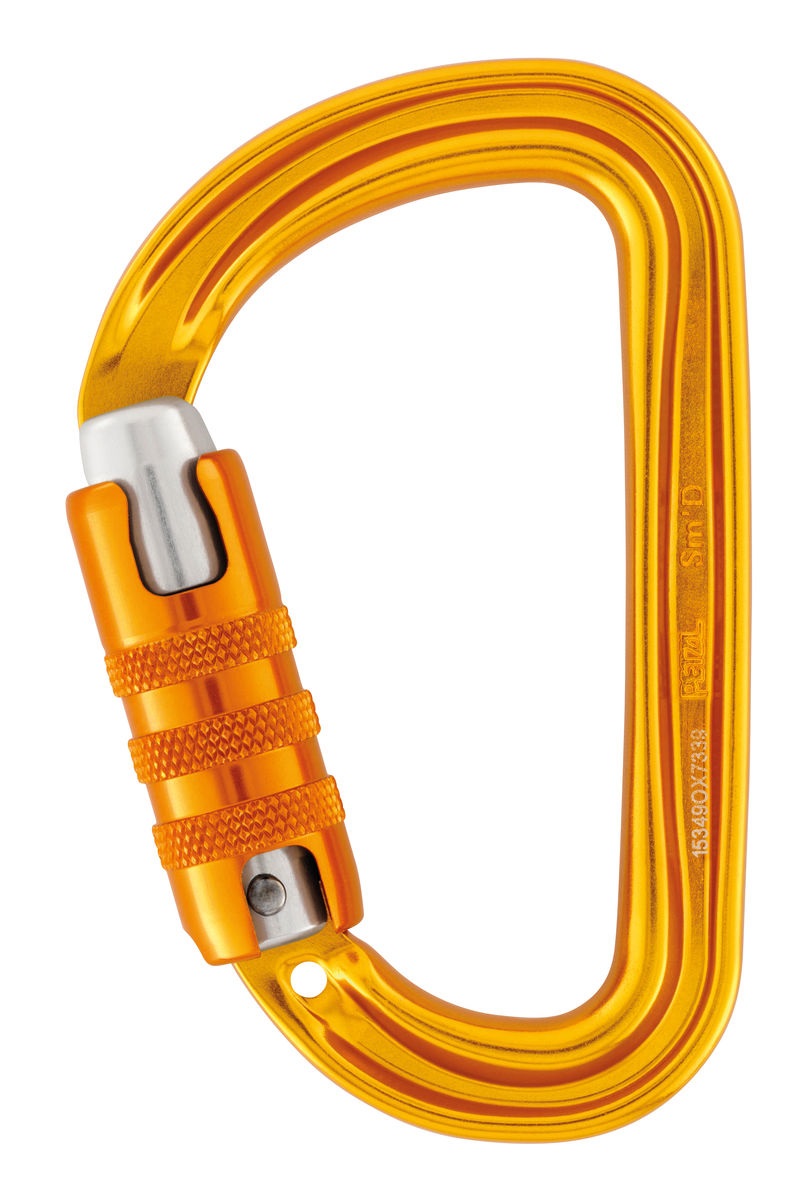 Petzl Sm'D Screw Lock - Moschettone a ghiera in alluminio, forma a D, compatto e leggero, colore Giallo/Arancione