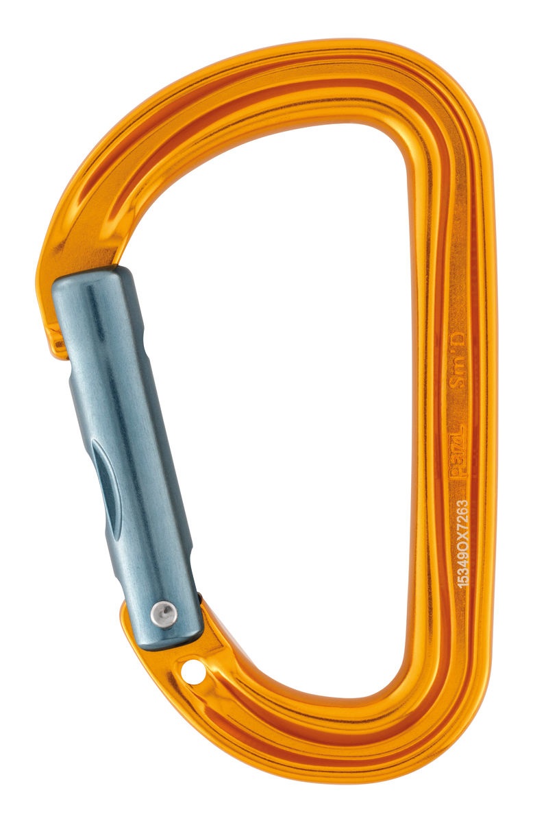 Petzl Sm'D Moschettone a D in Alluminio Giallo - Ultraleggero e Compatto, Facile da Usare con i Guanti