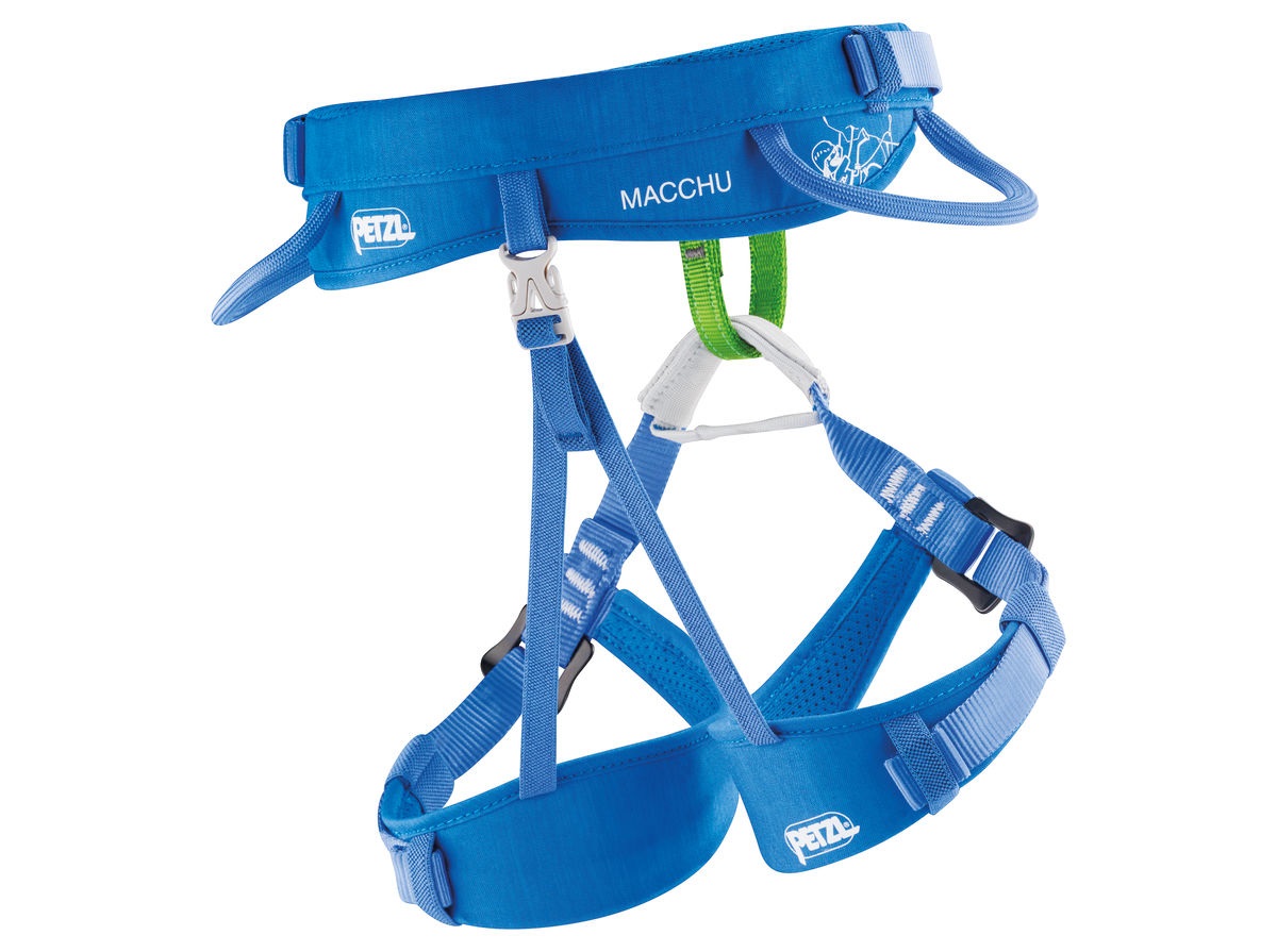 Petzl Macchu Imbracatura per Arrampicata Bambini - Blu, Taglia Unica, Max 40kg, Regolabile