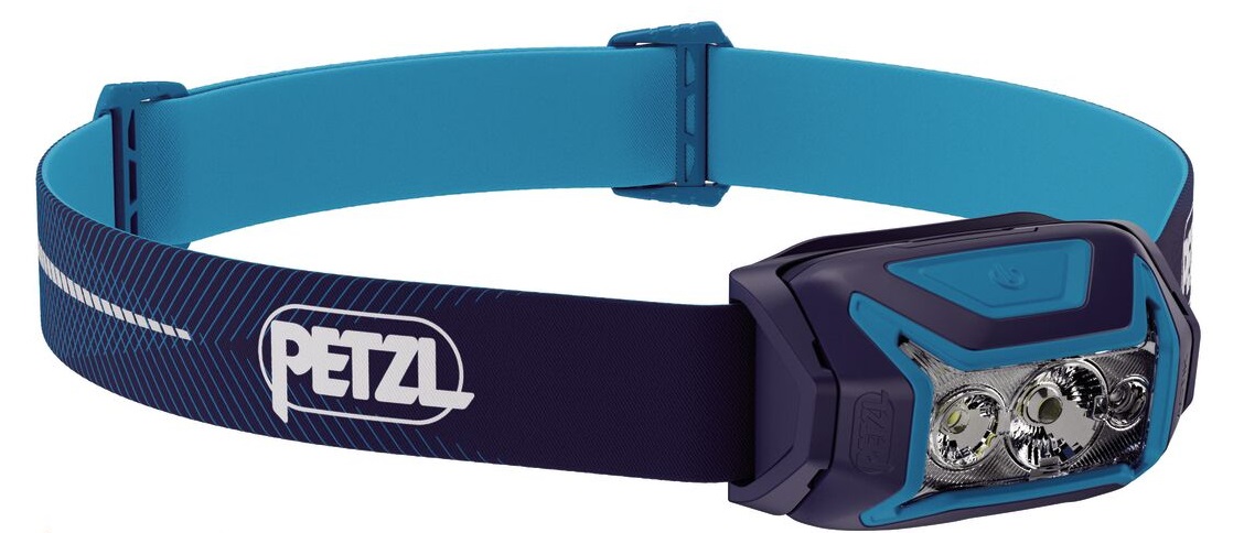 Petzl Actik® Core Blu - Lampada Frontale Ricaricabile 625 Lumen, Leggera (88 g), Illuminazione Bianca e Rossa