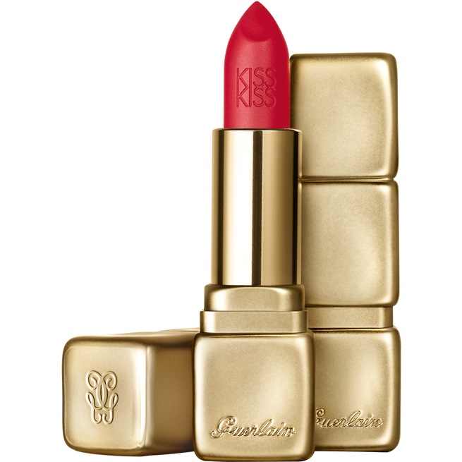 Guerlain KissKiss Matte Rossetto Matte Idratante Rimpolpante M332 Fire Red 3.5 g