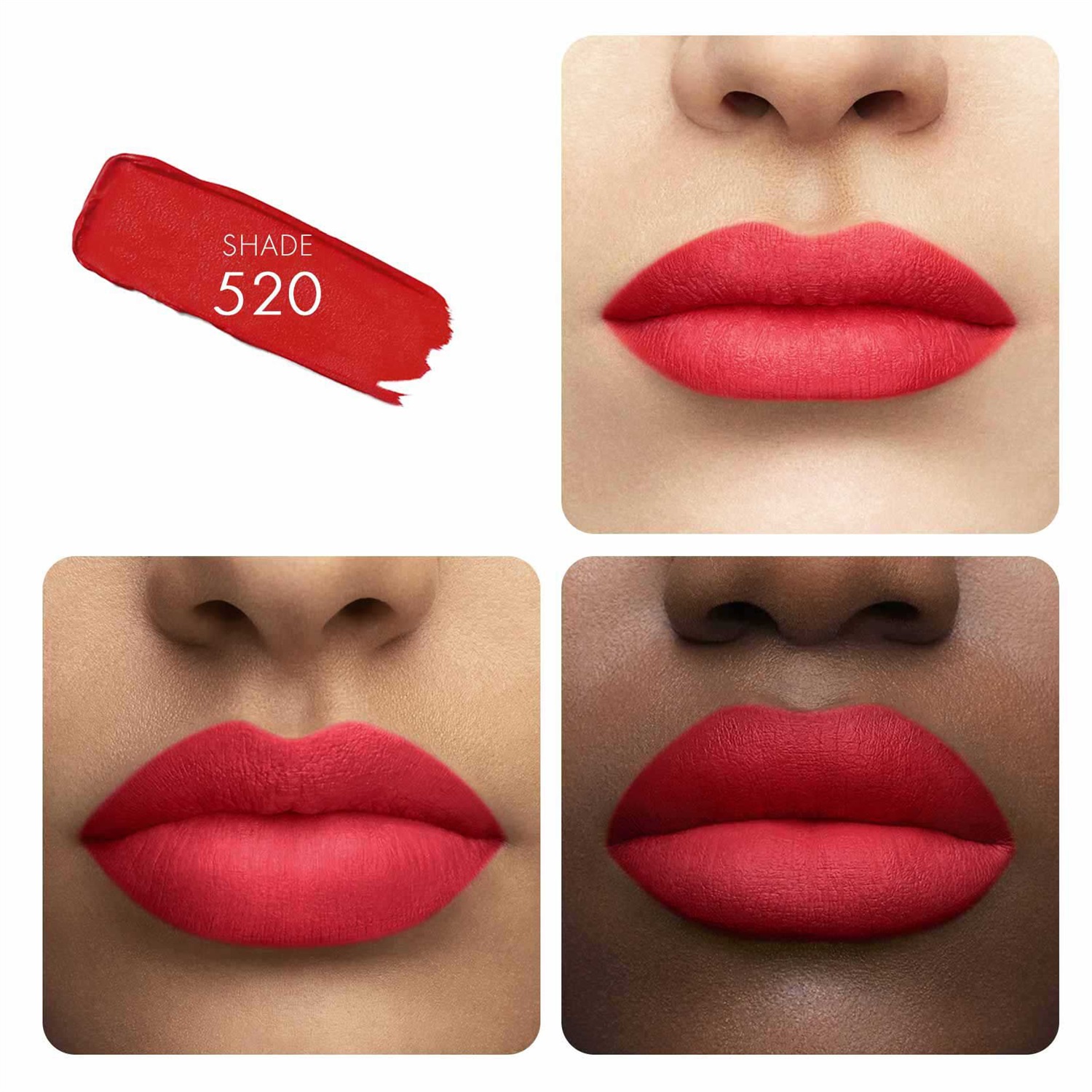 Guerlain KissKiss Tender Matte n°520 Sexy Coral - Rossetto Matte Luminoso 3.5 g con Acido Ialuronico e Burro di Karité