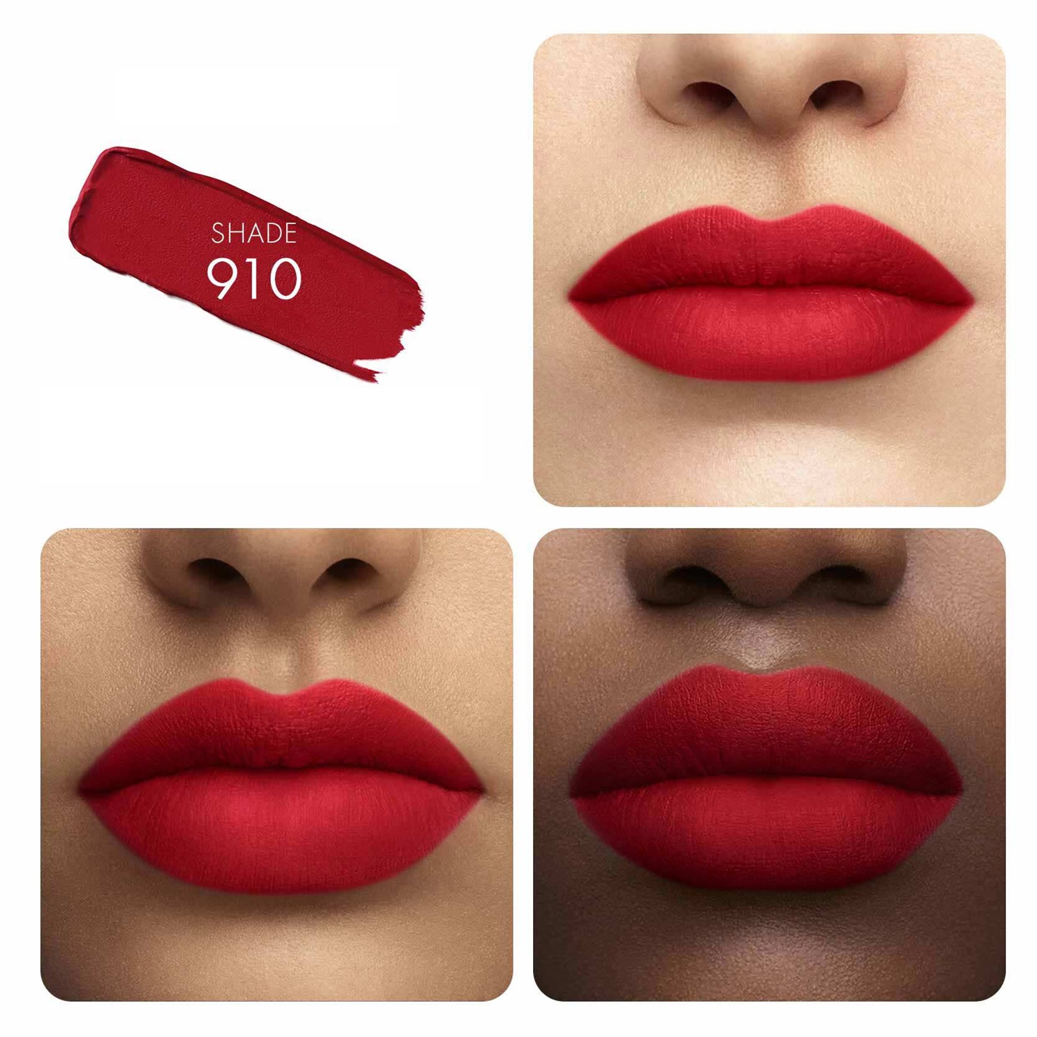 Guerlain KissKiss Tender Matte n°910 Wanted Red - Rossetto Matte Luminoso 3.5 g con Acido Ialuronico e Burro di Karité