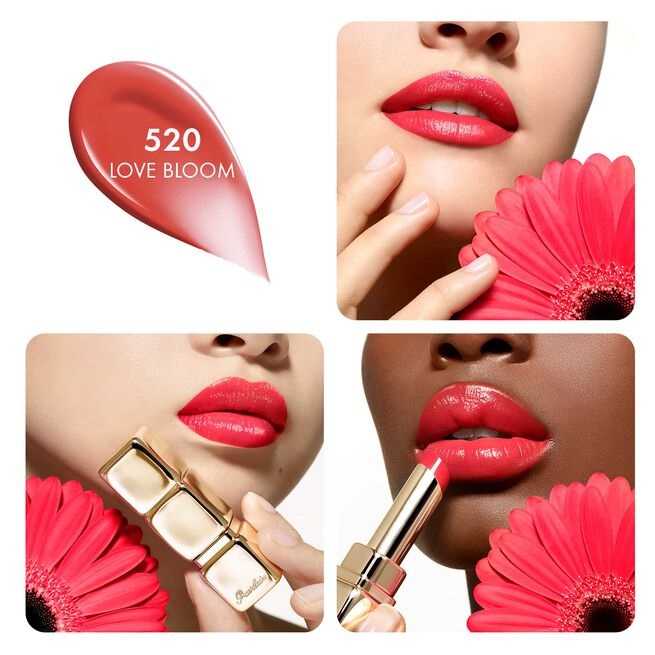 Guerlain KissKiss Shine Bloom Rossetto Brillante 520 Love Bloom 3.2g - Idratante con 95% di Ingredienti Naturali