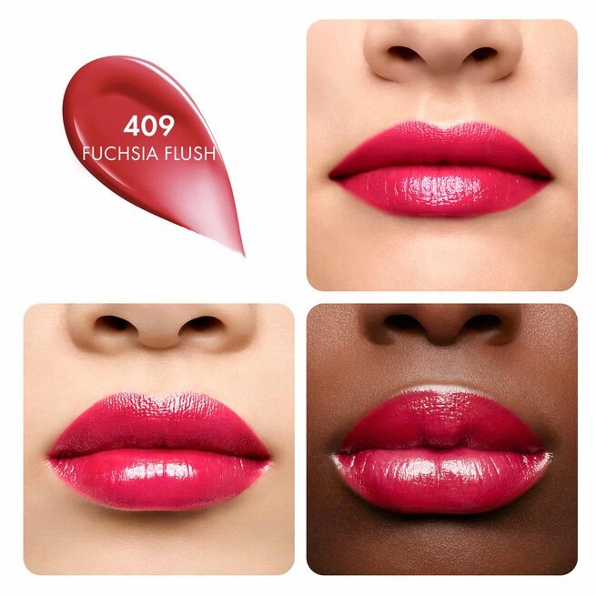 Guerlain KissKiss Shine Bloom 409 Fuchsia Flush - Rossetto Brillante 3.5g con 95% di Ingredienti Naturali