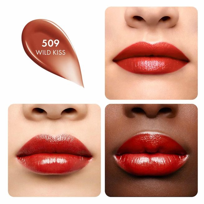 Guerlain KissKiss Shine Bloom 509 Wild Kiss - Rossetto Brillante Idratante 3.2g con 95% di Ingredienti Naturali