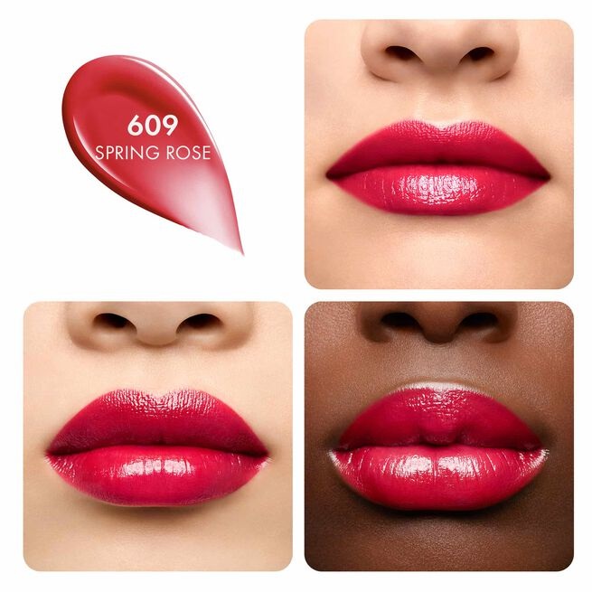 Guerlain KissKiss Shine Bloom Rossetto Brillante 609 Spring Rose 3.2g - 95% Ingredienti Naturali, Idratante