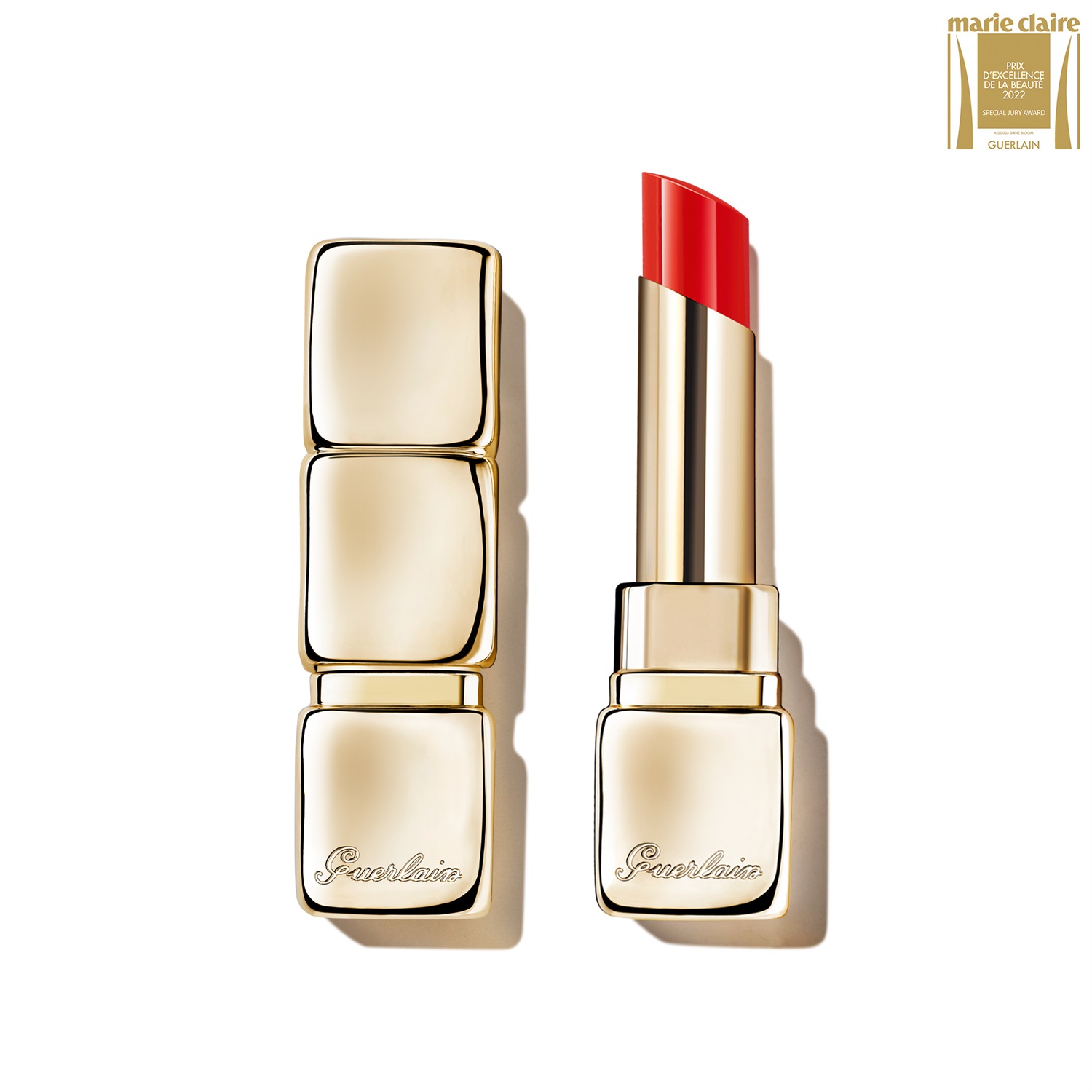 Guerlain KissKiss Shine Bloom Rossetto Brillante 775 Poppy Kiss - 3.2g/3.5g, 95% Ingredienti Naturali, Idratante