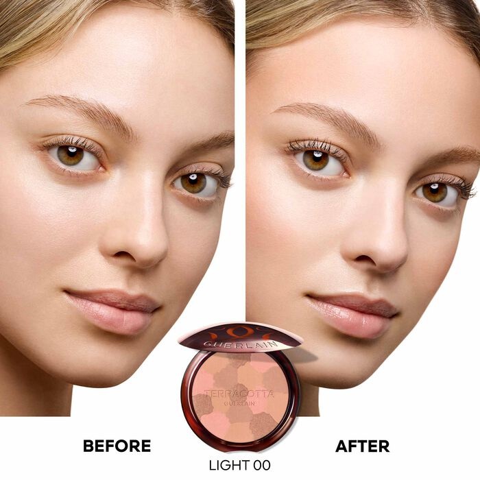 Guerlain Terracotta Light 00 Clair Rosé - Poudre Éclat Bonne Mine Naturale, 96% Ingredienti Naturali, Effetto Blush Lunga Tenuta