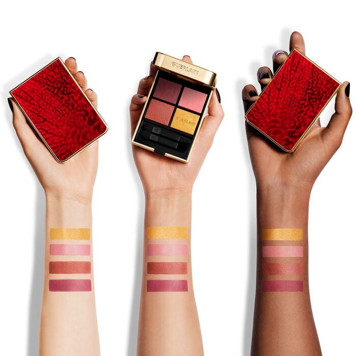 Guerlain Ombres G Red Orchid Palette Ombretti 770 Red Vanda - 4 Colori, Finish Metallico e Satinato, 6 g