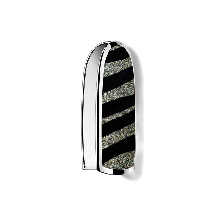 Guerlain Rouge G - Rossetto Nero e Argento con Cover Doppio Specchio Glitter Tiger