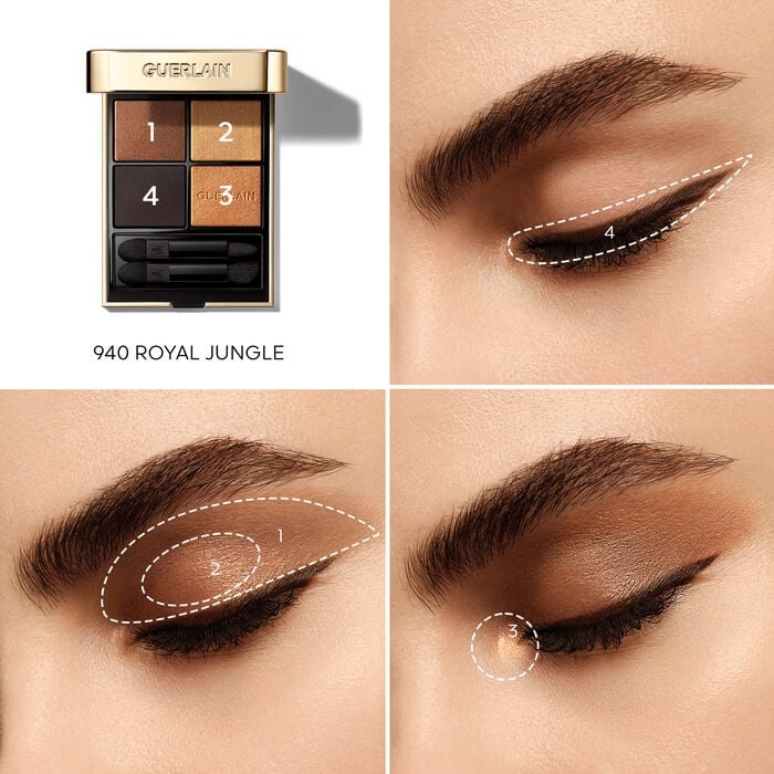 Guerlain Ombres G Ombretti 4 Colori 940 Royal Jungle - Texture Straordinaria, Finish Satinato, Mat, Metallizzato e Perlato