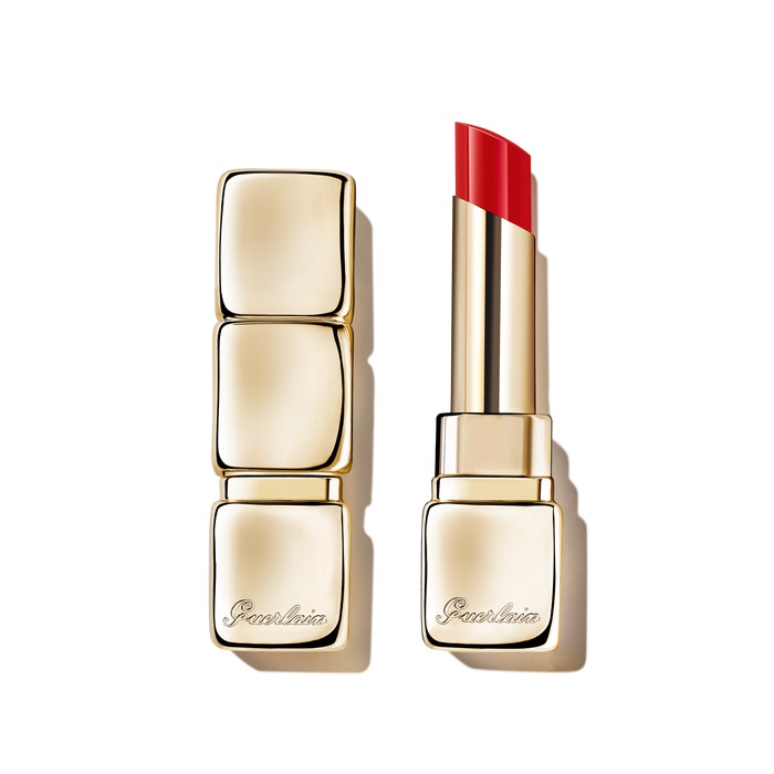 Guerlain KissKiss Shine Bloom Rossetto Brillante 709 Petal Red - 95% Ingredienti Naturali, Idratante 24 Ore, Finish Luminoso