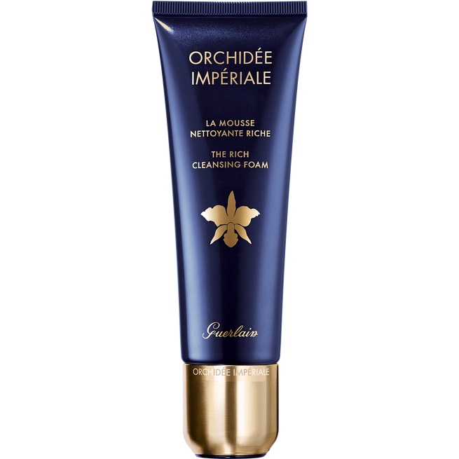 Guerlain Orchidée Impériale Mousse Nettoyante Riche 125 ml - Detergente Viso Idratante e Rigenerante con Complesso di Acqua Essenziale di Orchidea