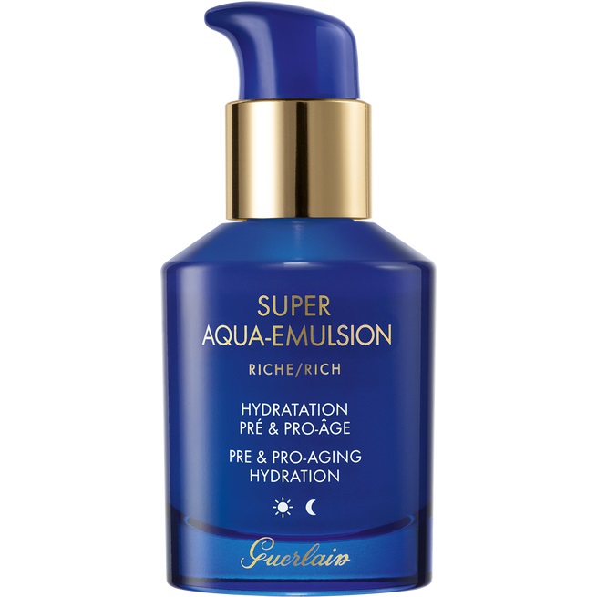 Guerlain Super Aqua-Emulsion Riche 50ml - Emulsione Viso Idratante Avanzata con Tecnologia Aquacomplex Advanced per Prevenire i Segni dell'Invecchiamento