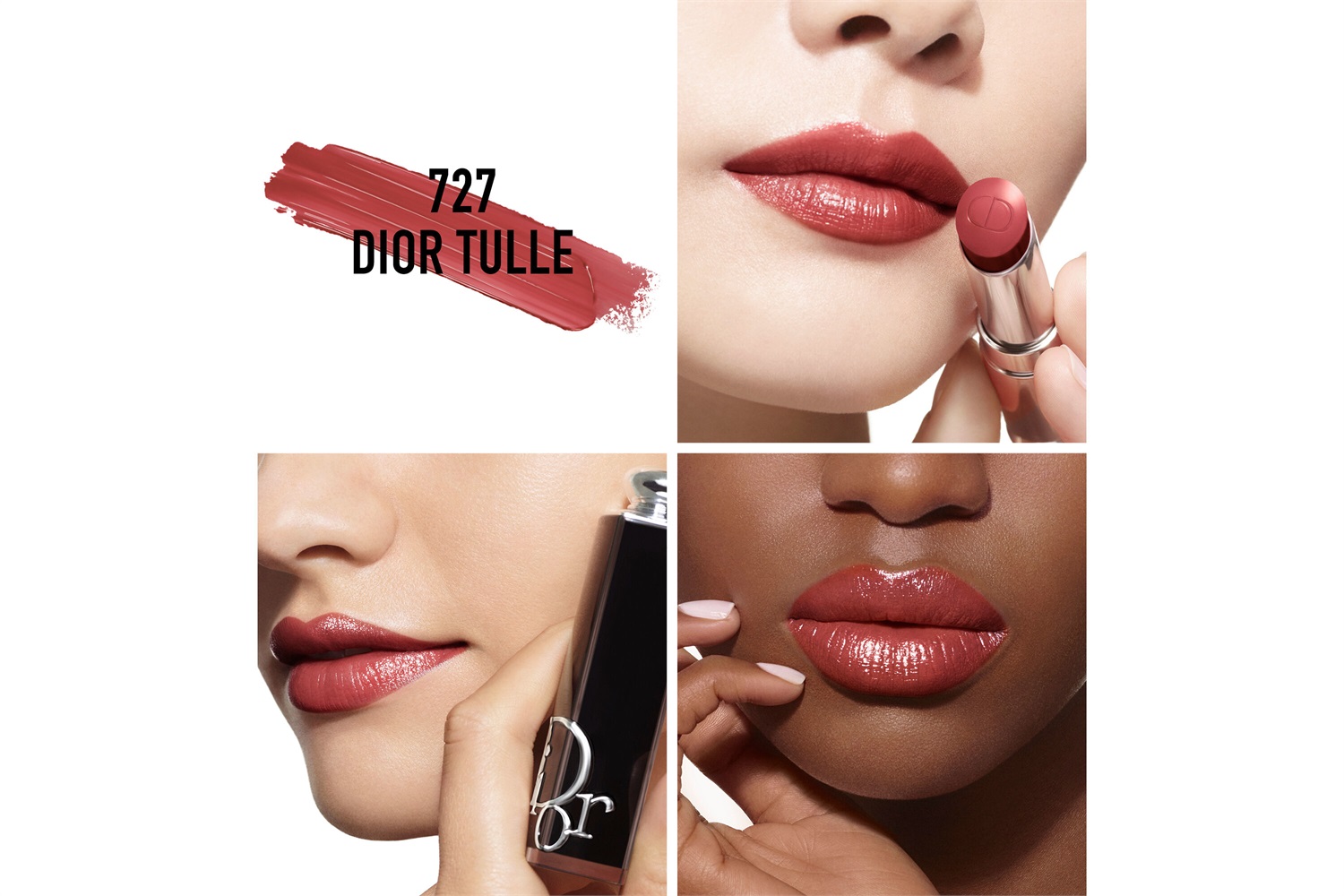 Dior Addict Rossetto Brillante 727 Tulle - Idratante 24 ore, 90% Ingredienti Naturali, Ricaricabile